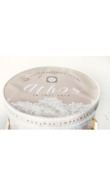 Trusou botez pentru fetite sau baieti, unisex cu bordura dantela alba de bumbac, Tres Chic 9